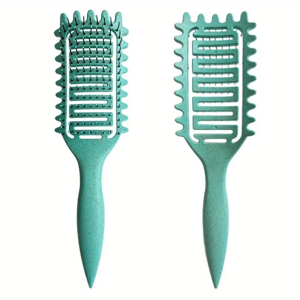 Hollow boar bristle hair brush by HSF Marketplace for defining curls and detangling tangled hair with natural shaping.
