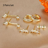 3 pairs zircon little huggies hoop earrings set, stainless steel cartilage piercing jewelry for women