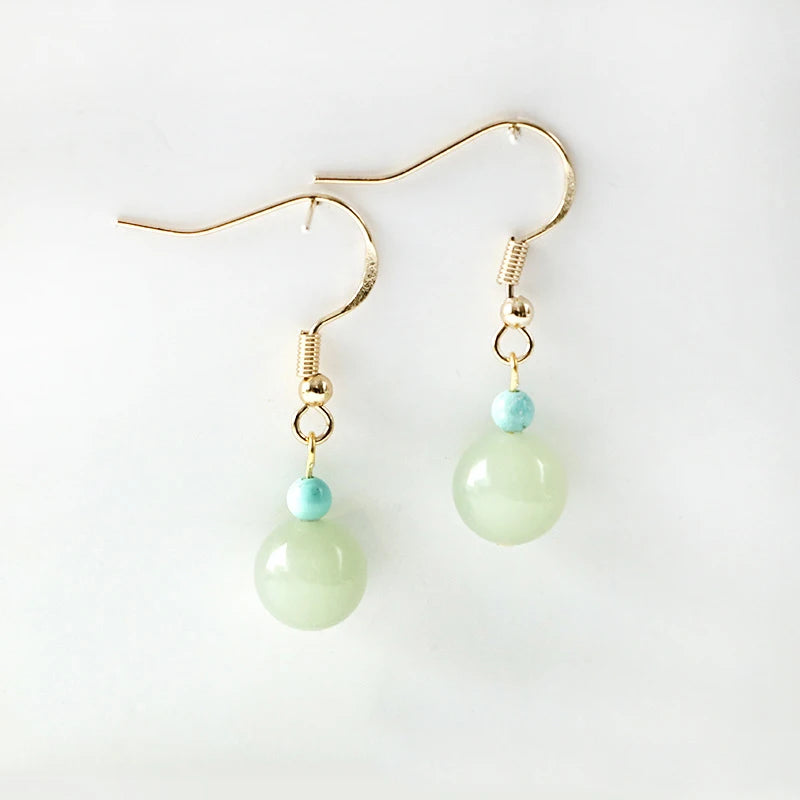 Ancient style jade earrings for girls by HSF Marketplace, elegant green jewelry pair