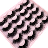 Ten pairs of HSF Marketplace 3D faux mink eyelashes, wispy, fluffy, 25mm length with dramatic, thick volume for bold eye makeup.