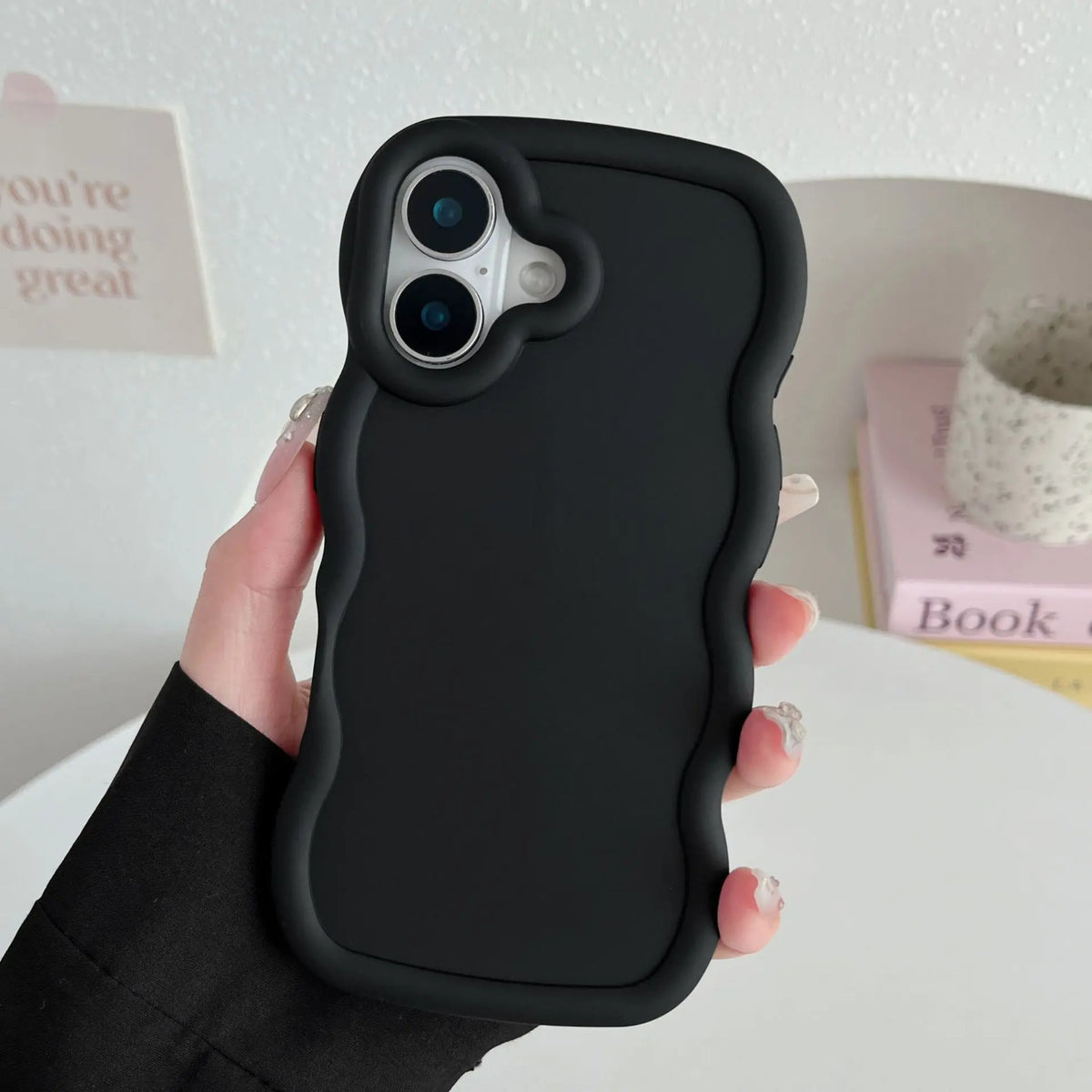 Wave pattern iPhone 16 Pro Max case with cartoon DIY design by HSF Marketplace