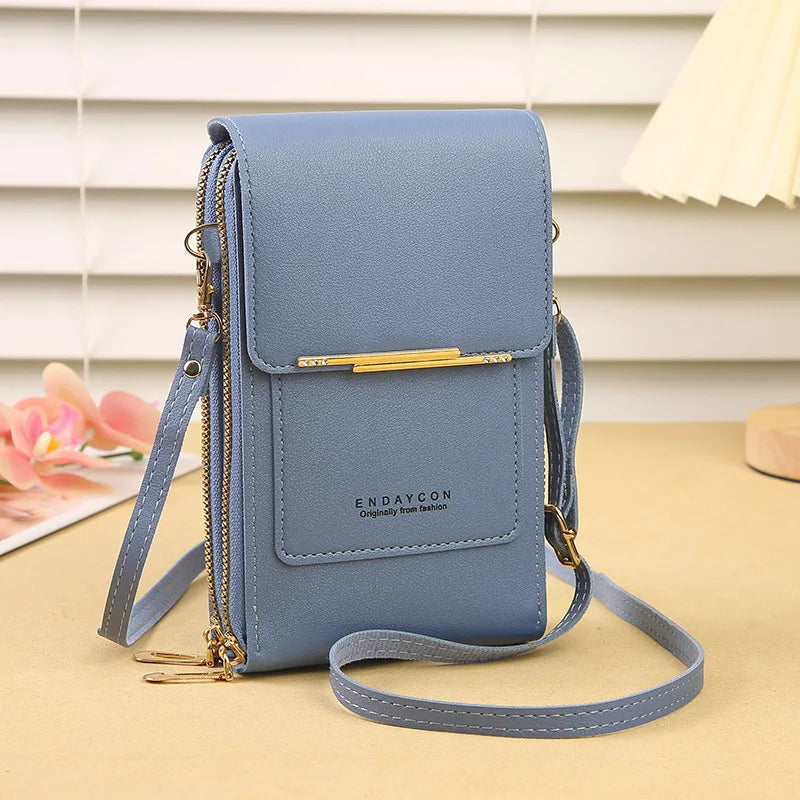 Fashion touch screen lock cell phone bag by HSF Marketplace, women's crossbody handbag with card holder and mobile phone compartment.