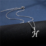 Shiny stainless steel initial letter pendant necklace for women with a simple choker chain, elegant jewelry by HSF Marketplace
