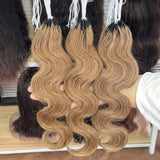 Body Wave Feather Crochet Human Hair Extensions Miracle Knots Honey Blonde Pre Separated Knotless Invisible Crochet Braids Human Braiding Hair Lightweight Comfortable Reusable Boho Hairstyle For Women