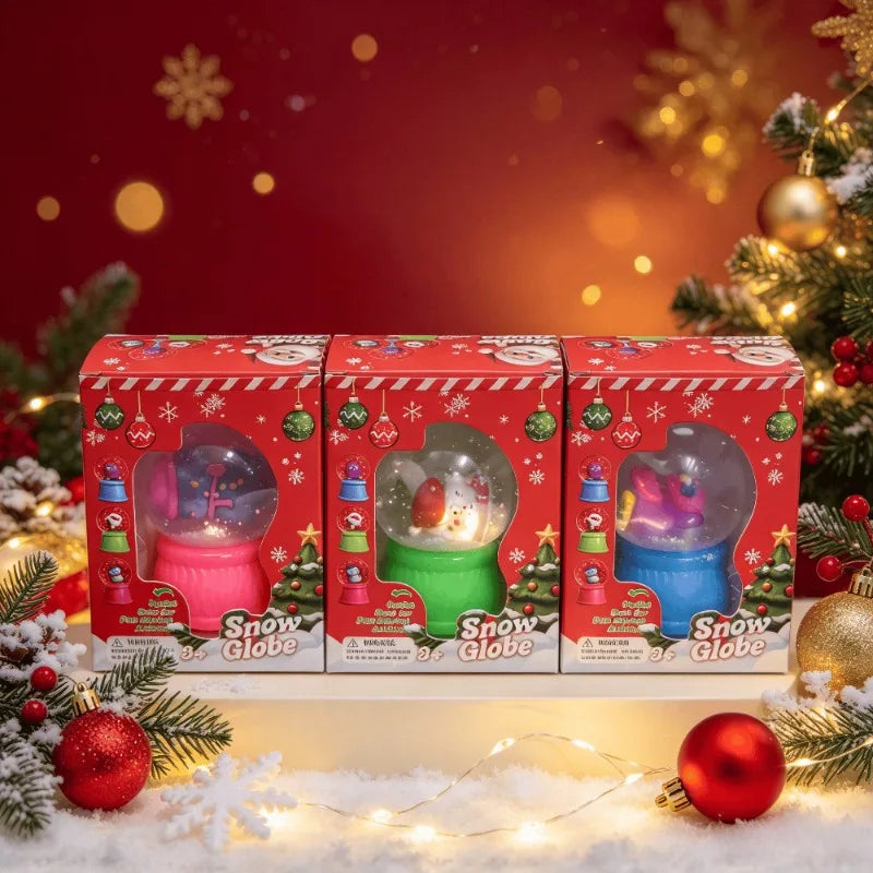 Christmas snow globe squishy sensory toy by HSF Marketplace, soft and squeezable holiday-themed fidget toy with snow globe design.