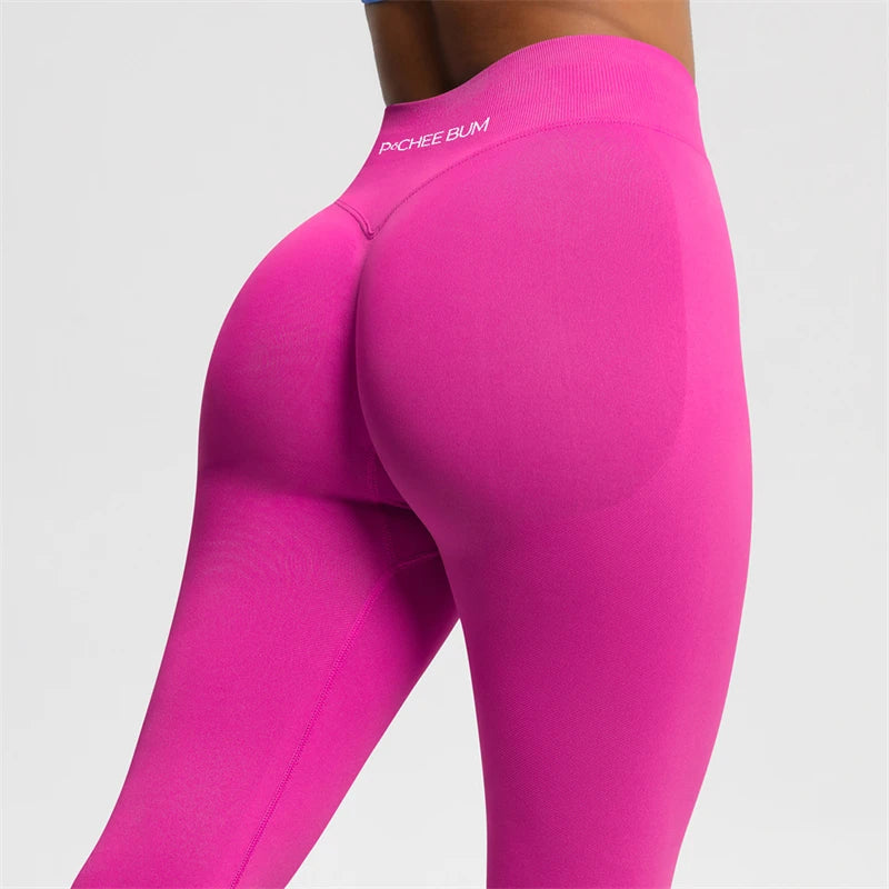 Women's seamless scrunch butt leggings with ribbed waistband for yoga, gym workouts, and fitness training