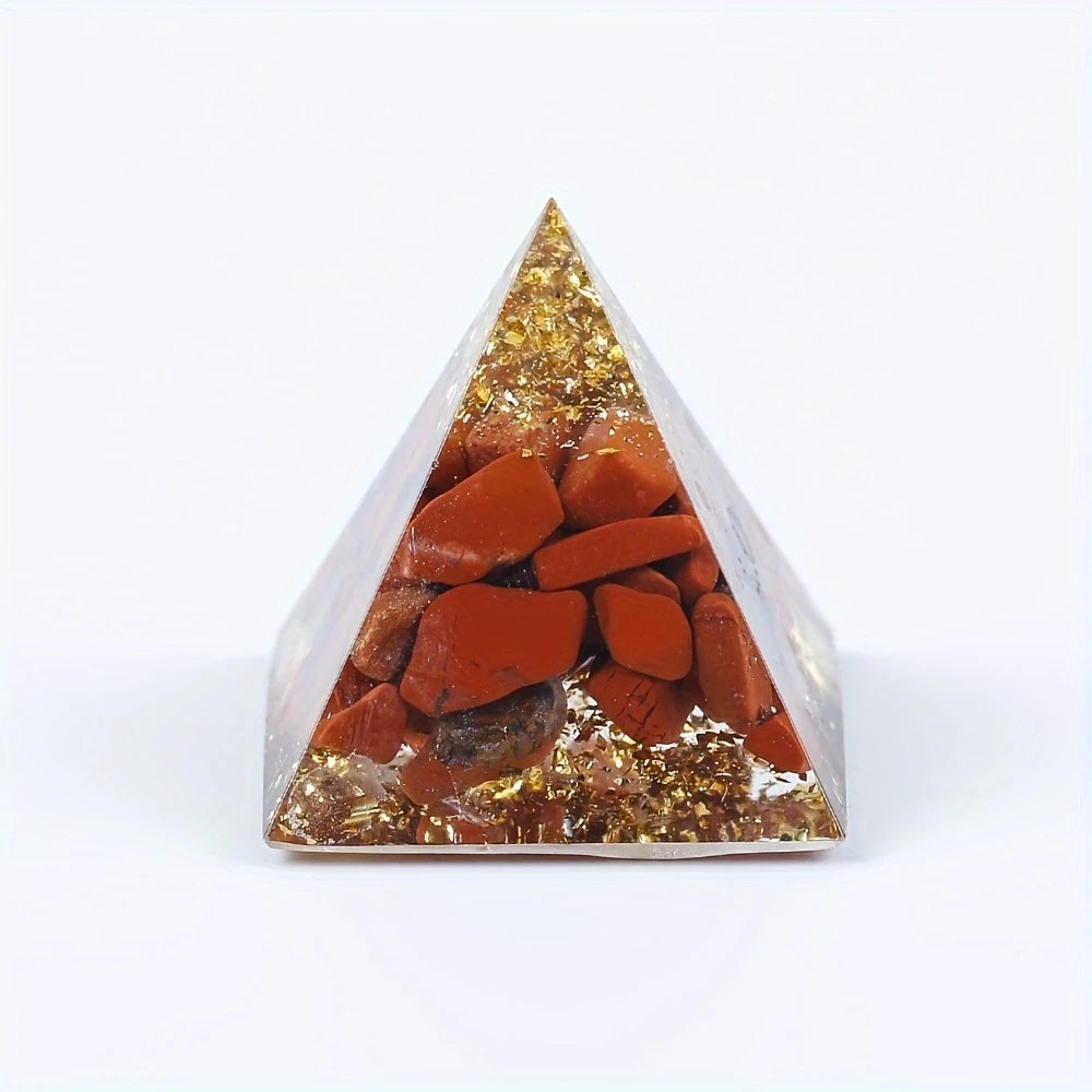 1set(7pcs) Orgonite Pyramid Natural Mixed Crystal Chips Chakra Healing Stone Desk Decor Meditation Ornament Home Decoration