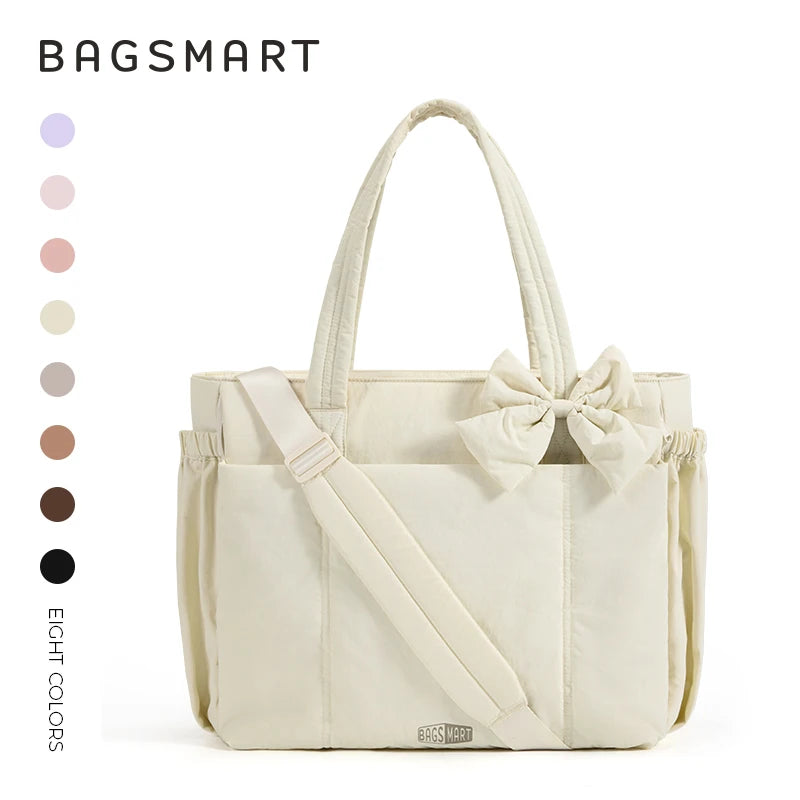 Large capacity HSF Marketplace tote bag for women with multiple pockets, versatile commuting handbag, shoulder sport bag