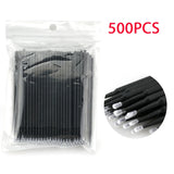 Set of 500/1000pcs HSF Marketplace micro brushes for eyelash extensions, crystal swabs, and lash removal applicators.