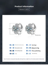 1Ct D-Color Moissanite Clover Earrings in S925 Sterling Silver - Elegant Four-Leaf Jewelry for Women