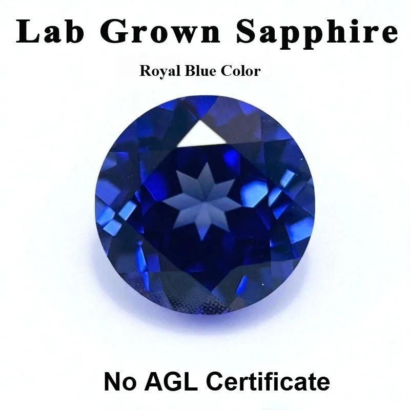 Lab Grown Sapphire Round Shape Royal Blue Color DIY Charms Jewelry Making Ring Necklace Earrings Main Materials Certificate