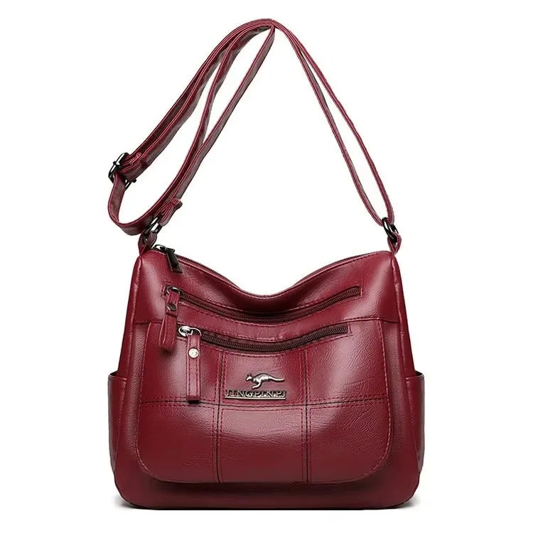 Genuine soft PU leather handbag for women, vintage shoulder tote bag with spacious interior, luxury designer purse by HSF Marketplace.