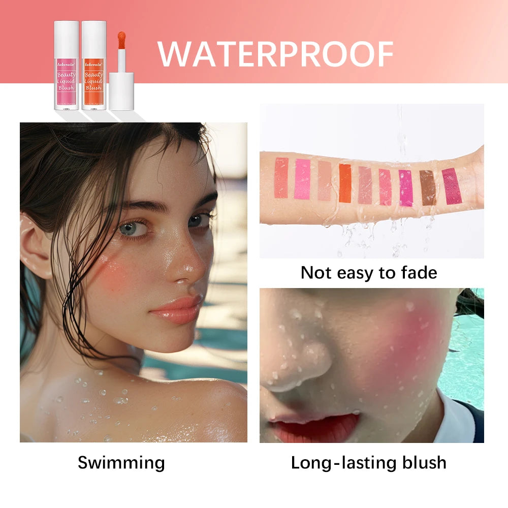 Liquid blush with creamy moisturizing texture, high pigment, waterproof and sweat-proof long-lasting color