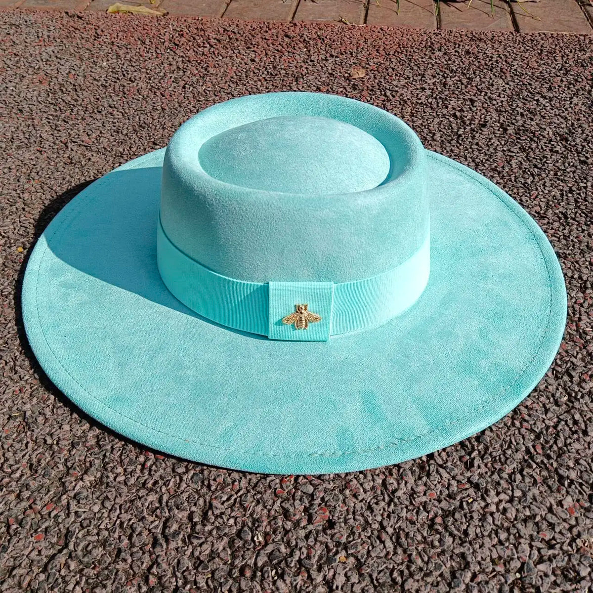 Khaki wide brim vegan suede fedora hat for women and men, autumn and winter style by HSF Marketplace