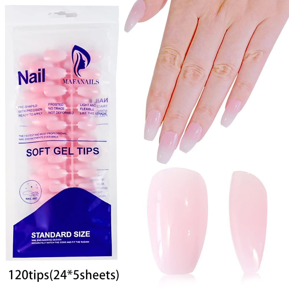 120-piece medium-long square acrylic French press-on false nails in mixed sizes by HSF Marketplace