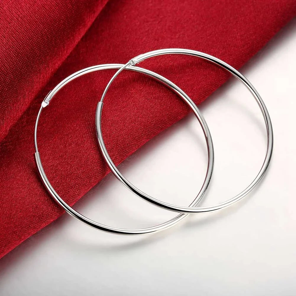 925 sterling silver hoop earrings for women, showcasing a trendy and elegant jewelry design
