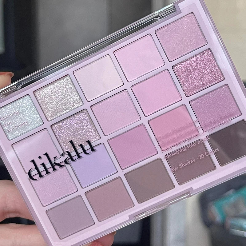 20-color low-saturation Korean eyeshadow palette with purple matte, pearlescent and glitter shades by HSF Marketplace