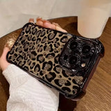 Golden leopard print shockproof phone case for iPhone 11 to 18 Pro Max by HSF Marketplace