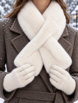 Winter plush warm hat, scarf and gloves set by HSF Marketplace for outdoor use