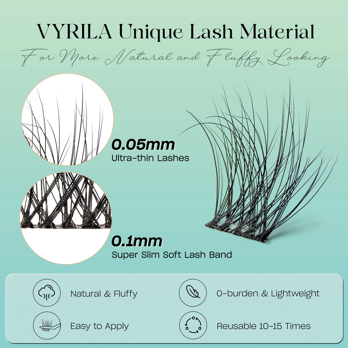 C curl mix lash clusters for natural 3D wispy false eyelash extensions by HSF Marketplace