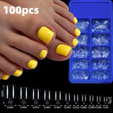 HSF Marketplace pink French tip press-on toenails, short square false nails with glossy finish, 120-piece set