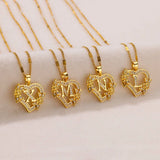 Gold heart initial letter necklace for women with stainless steel chain featuring A-Z alphabet pendant, birthday jewelry gift