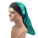 Satin Long Braid Bonnet Solid Color Sleeping Cap Bonnets for Women Wide Stretchy Band Night Cap Hats for Women