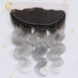 Color Ash Blonde Body Wave Hair Weave Bundle Ombre 1b/Grey 13x4 Frontal Human Hair 4x4 Closure 1 3 4 Bundle Deals For Women
