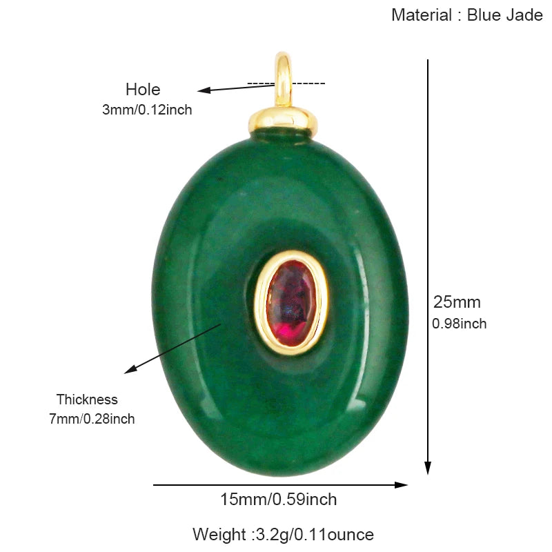 Gold-plated charm pendant with jade agate, amethyst, amazonite, water grass, and lapis lazuli stones for necklace craft making.