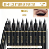10-piece HSF black liquid eyeliner kit with precision slim-tip pens for smooth, fast-drying eye makeup application