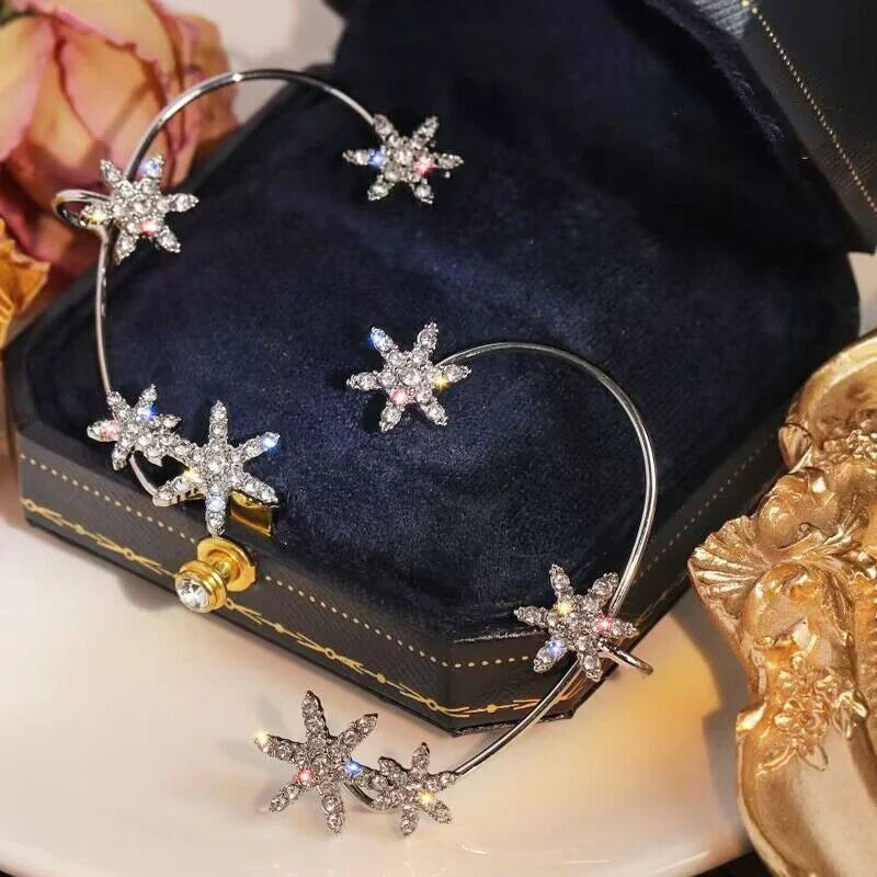 Luxury crystal tassel clip earrings for women, sparkling design by HSF Marketplace
