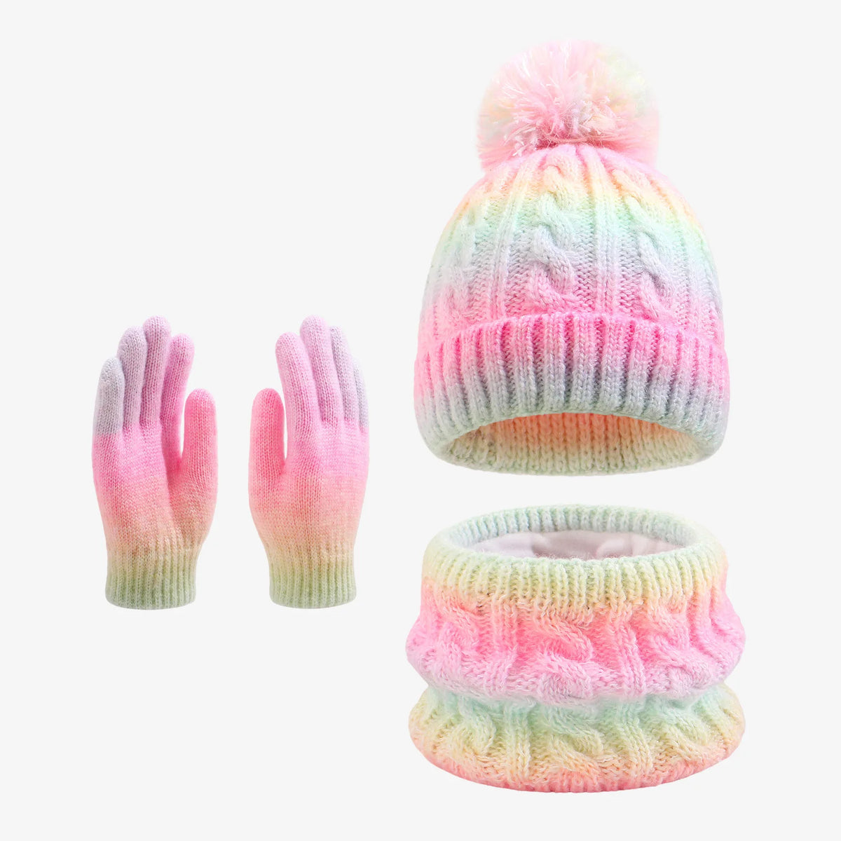HSF Marketplace solid color fleece children's hat, scarf and gloves set for winter warmth