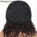 Short curly Brazilian Remy human hair wig by HSF Marketplace, featuring water wave texture, natural look, and easy glueless wear.