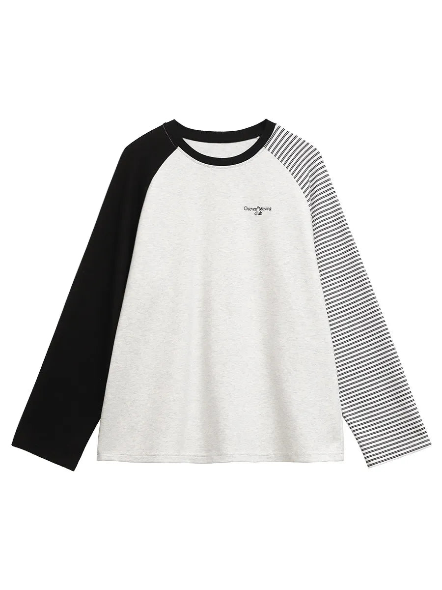 Women’s Korean contrast splicing casual T-shirt, K-culture fashion by HSF Marketplace
