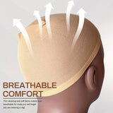 HSF Marketplace stretch mesh wig caps for weaving and styling hair, black cap shown flat