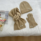 Women's knitted hat, scarf and glove set for autumn and winter warmth by HSF Marketplace