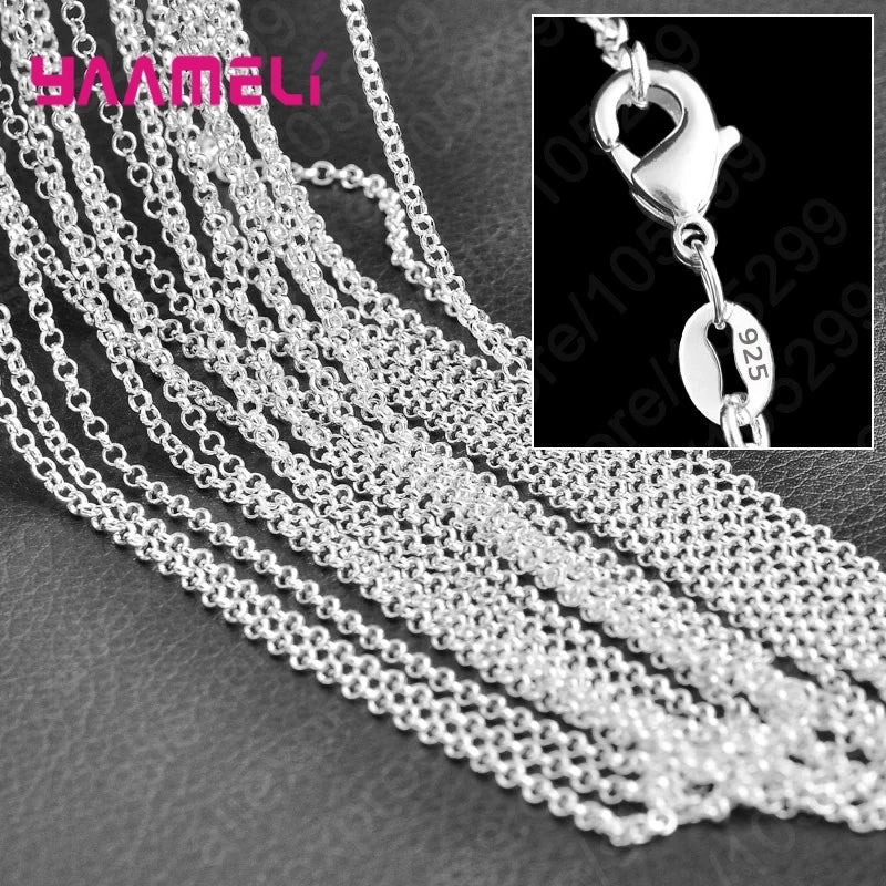 925 sterling silver charm link chain necklace, 10-piece set by HSF Marketplace