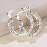 Huitan hollow out hoop earrings for women, modern metal jewelry design
