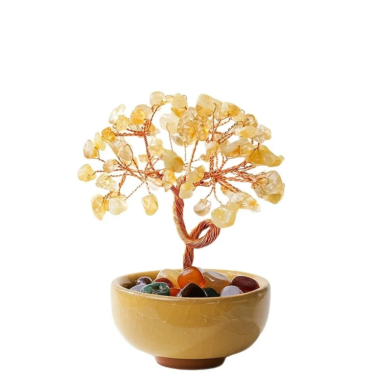 Natural Crystal Chips, Treasure Bowl, Teacup Base, Crystal Tree, Citrine, Wealth Tree, Home Decoration, Handicraft