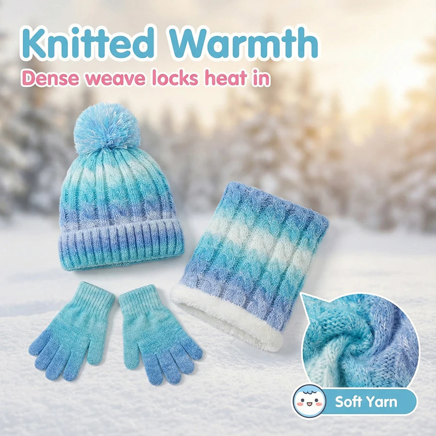 Solid color fleece children's hat, scarf and gloves set by HSF Marketplace
