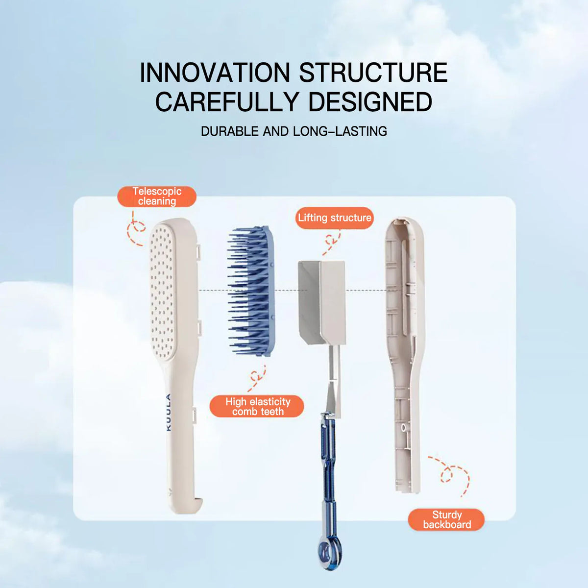 Professional Hair Brush Self Cleaning Detangling Comb for Daily Care Anti Static Scalp Massage Tool for Women Men ABS