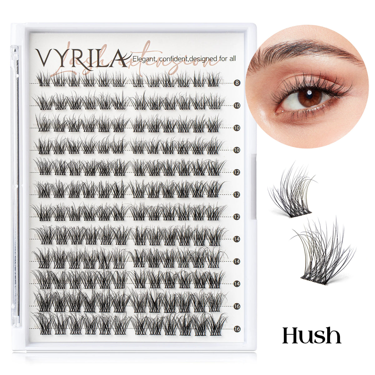C curl mix lash clusters for natural 3D wispy eyelash extensions, false eyelashes in assorted lengths