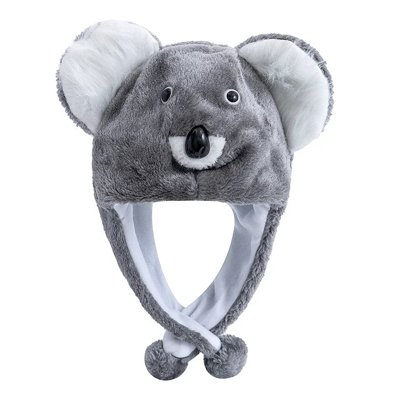 Women's HSF Marketplace plush 3D animal winter hat with funny mischievous couple design