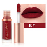 Waterproof matte velvet lip glaze lipstick with moisturizing, long-lasting non-stick finish in a cosmetic tube