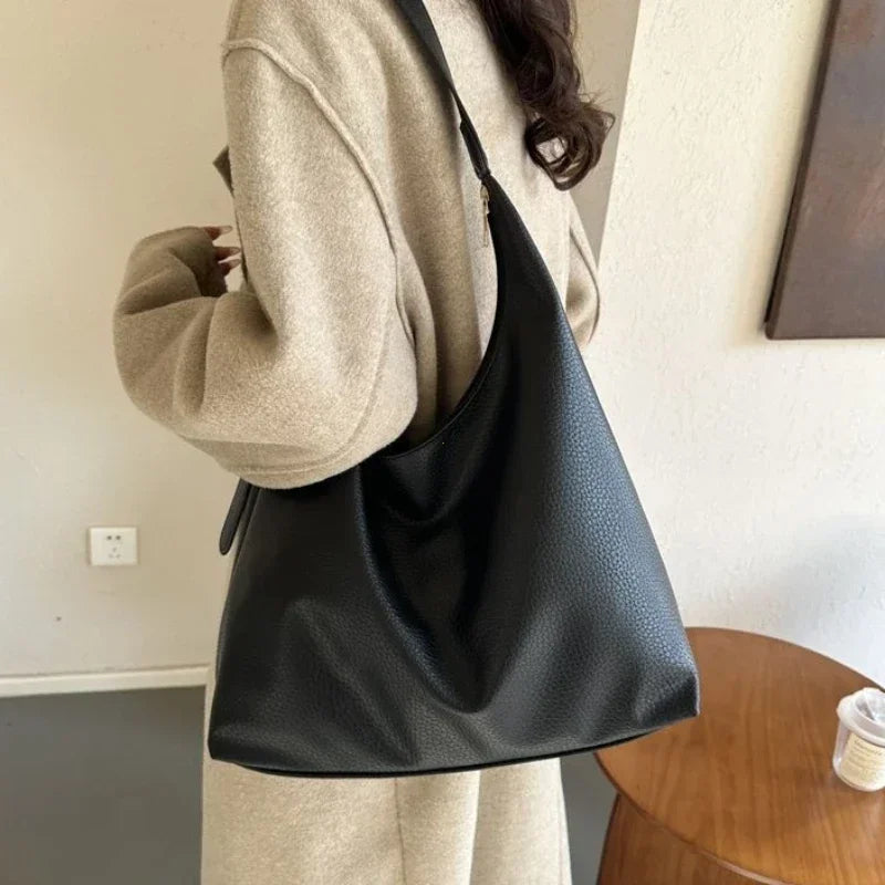 Leather tote bag for women, large capacity HSF Marketplace handbag with shoulder strap, stylish and simple for 2024 trends