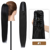 S-noilite straight human hair claw clip ponytail extension in natural black, blonde, and brown shades