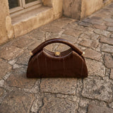 Elegant half moon evening handbag for women with PU leather finish, perfect for weddings and parties, by HSF Marketplace