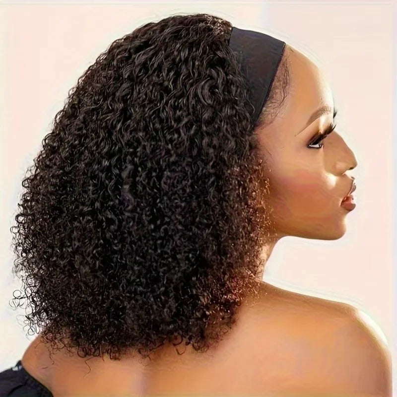 200% density deep curly human hair headband wig by HSF Marketplace