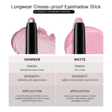 Matte and shimmer waterproof eyeshadow liner sticks with metallic glitter finish and highlighter pencil tips