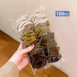 50/100Pcs Mixed Color Hair Rubber Bands,Women High Elastic Hair Ties,Korean Ponytail Holders,No Damage Hair Headbands